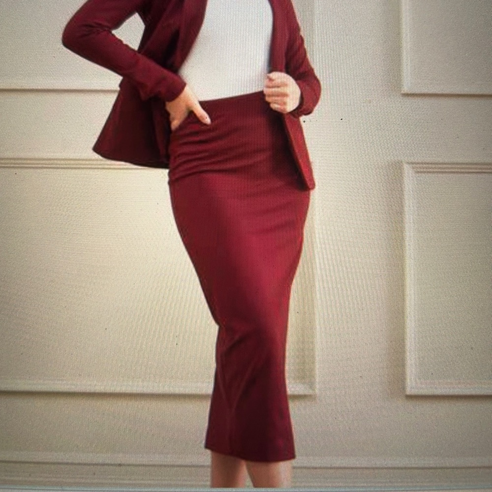 Elegant Burgundy Midi Skirt